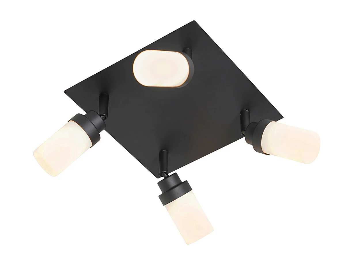 Spot de salle de bain moderne noir 4 lumières IP44 - Japie