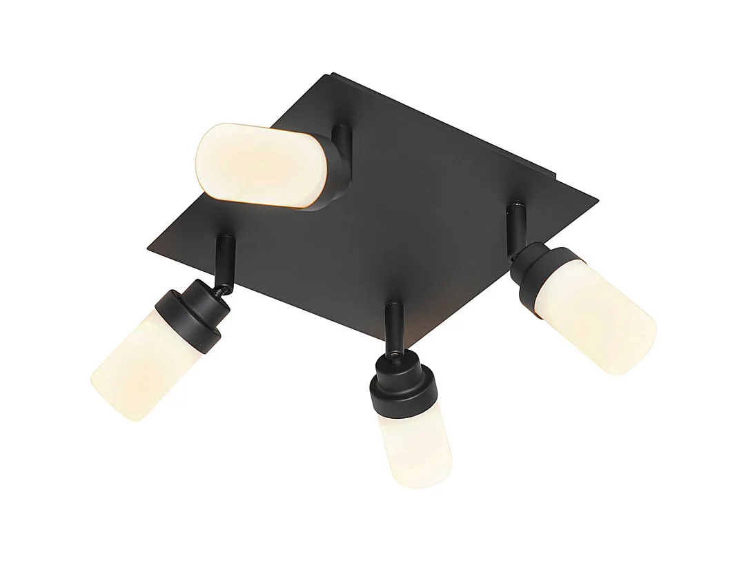 Spot de salle de bain moderne noir 4 lumières IP44 - Japie