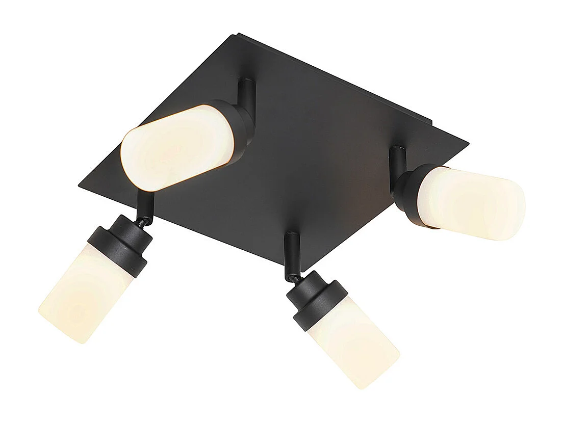 Spot de salle de bain moderne noir 4 lumières IP44 - Japie