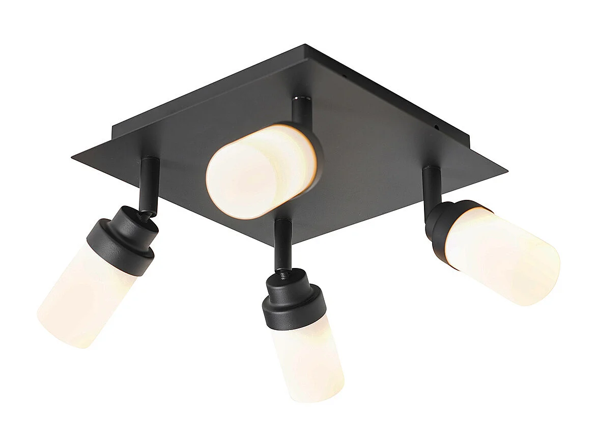 Spot de salle de bain moderne noir 4 lumières IP44 - Japie