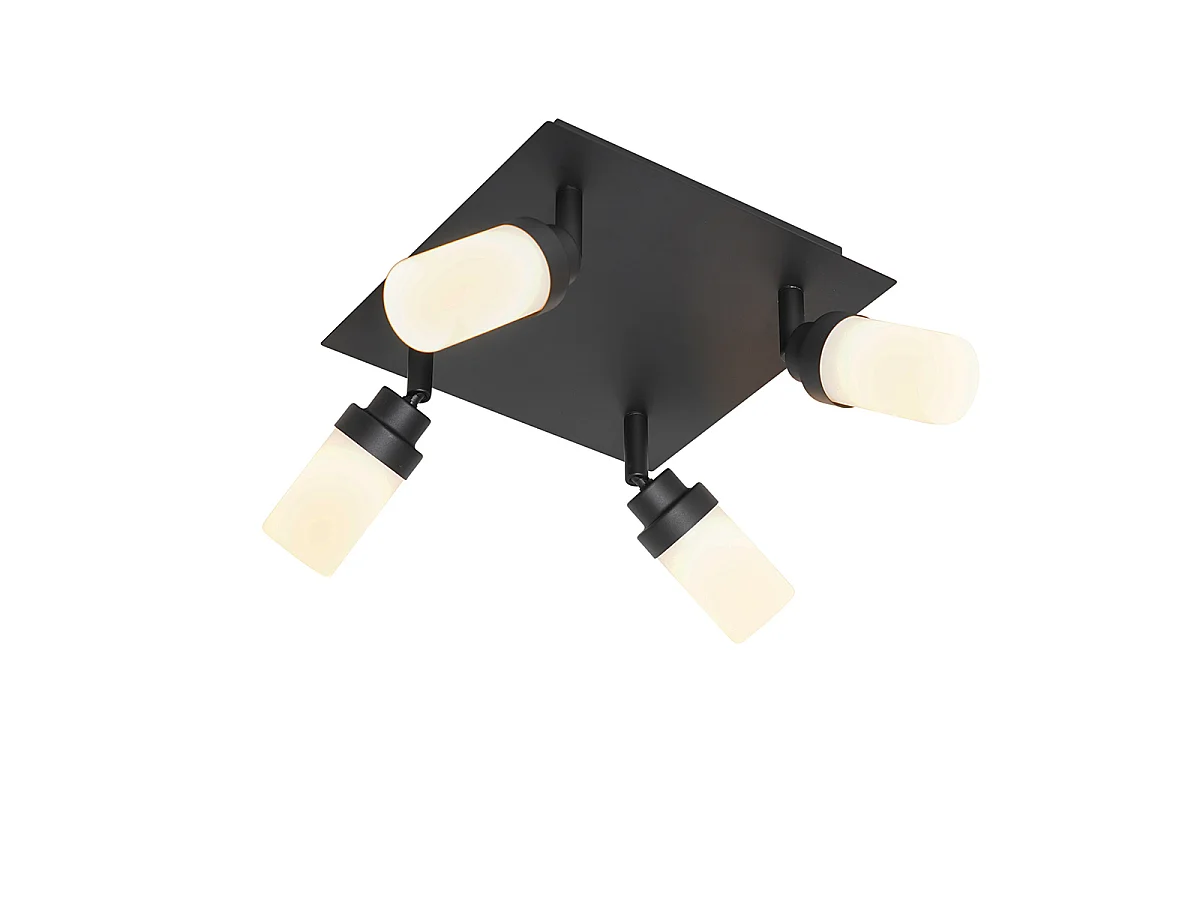 Spot de salle de bain moderne noir 4 lumières IP44 - Japie