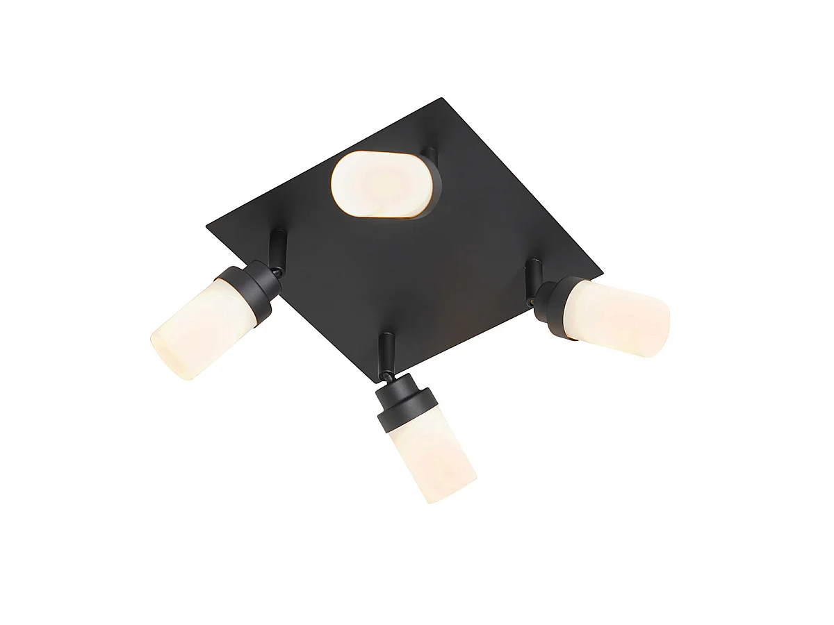 Spot de salle de bain moderne noir 4 lumières IP44 - Japie