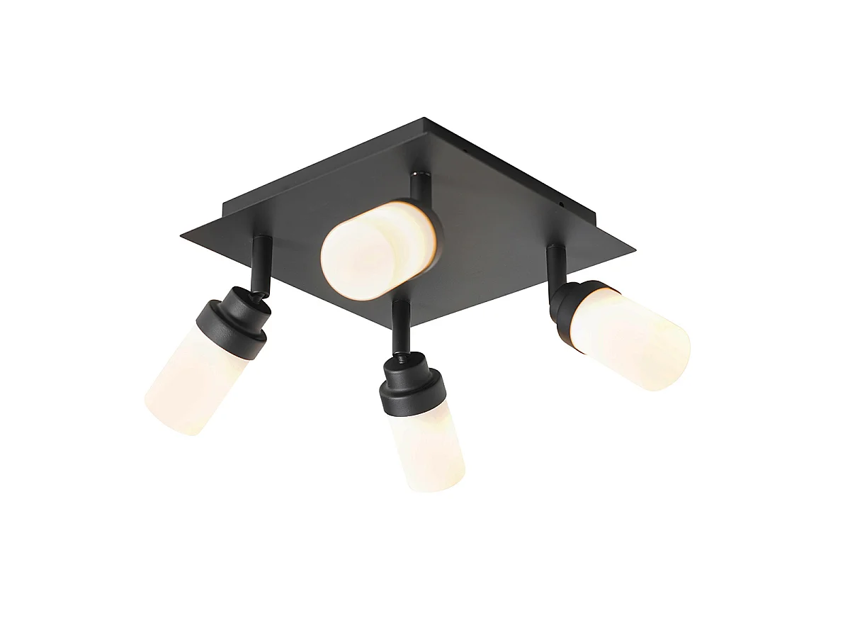 Spot de salle de bain moderne noir 4 lumières IP44 - Japie