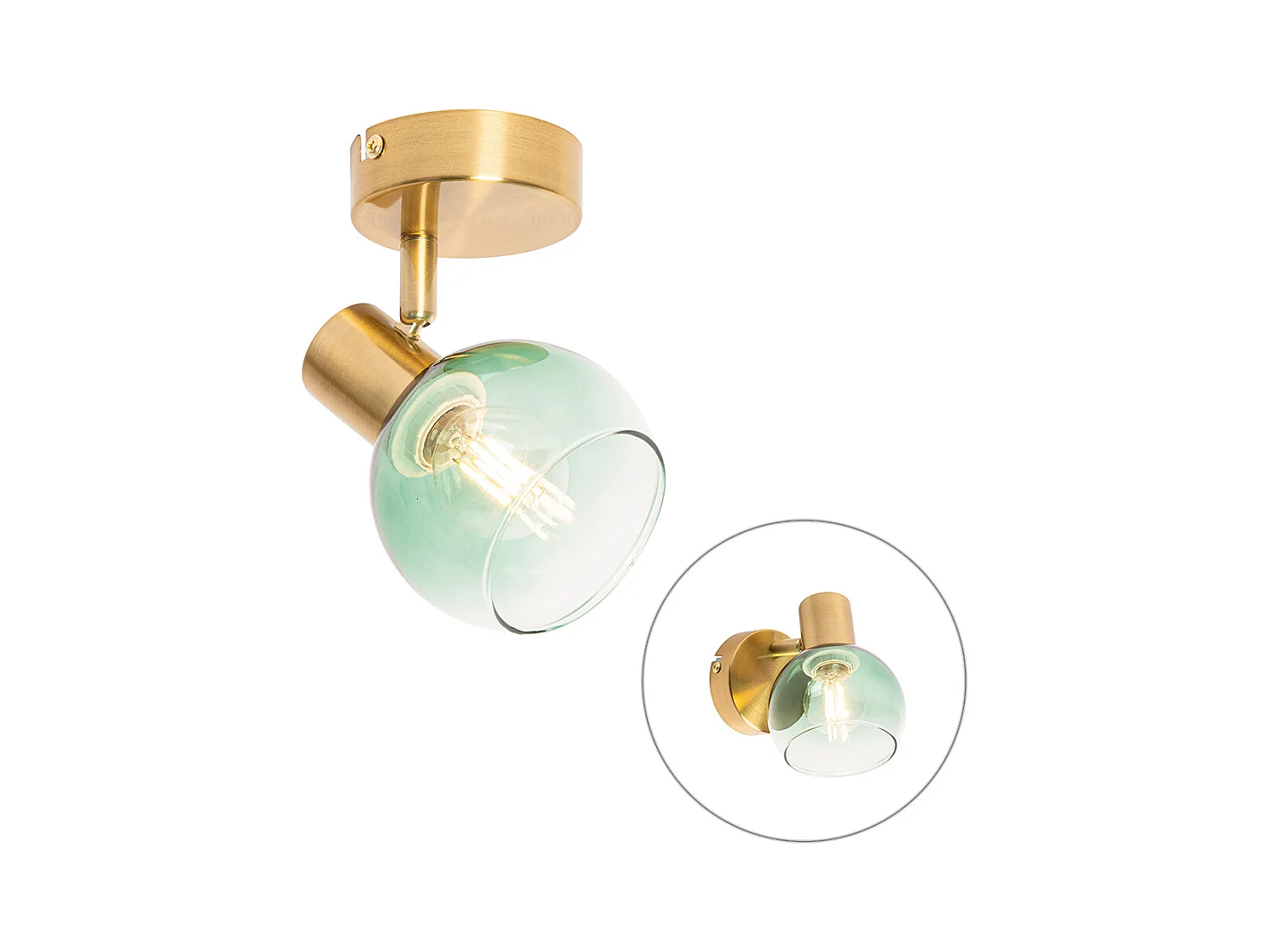 Spot Art Déco or avec verre vert - Vidro