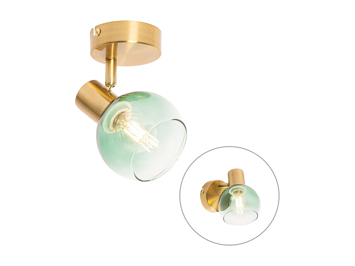 Spot Art déco doré avec verre vert - Vidro