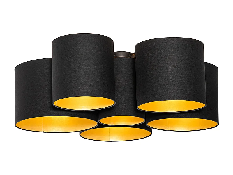 Plafonnier noir avec intérieur doré 6 lumières - Multidrum