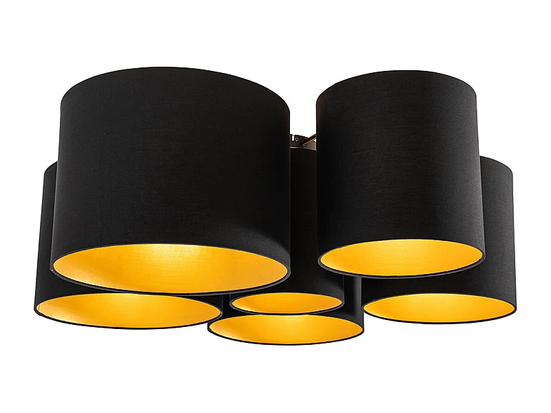 Plafonnier noir avec intérieur doré 6 lumières - Multidrum