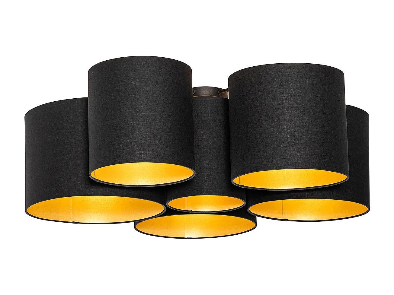 Plafonnier noir avec intérieur doré 6 lumières - Multidrum