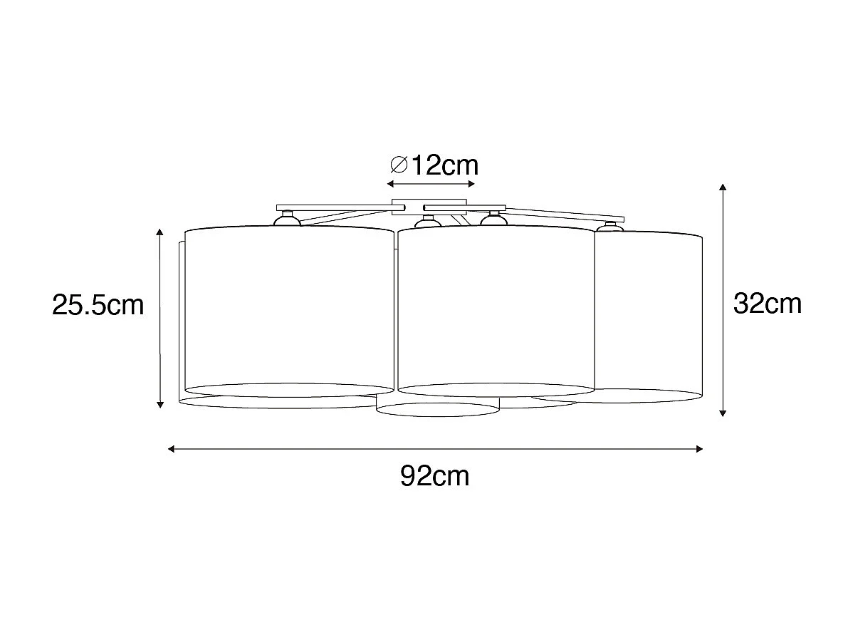 Plafonnier noir avec intérieur doré 6 lumières - Multidrum
