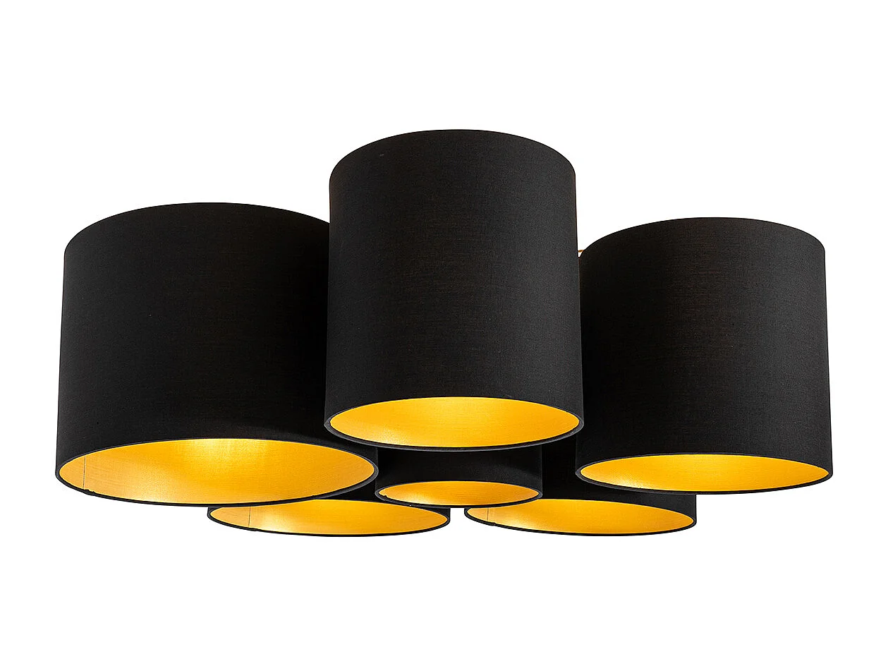 Plafonnier noir avec intérieur doré 6 lumières - Multidrum