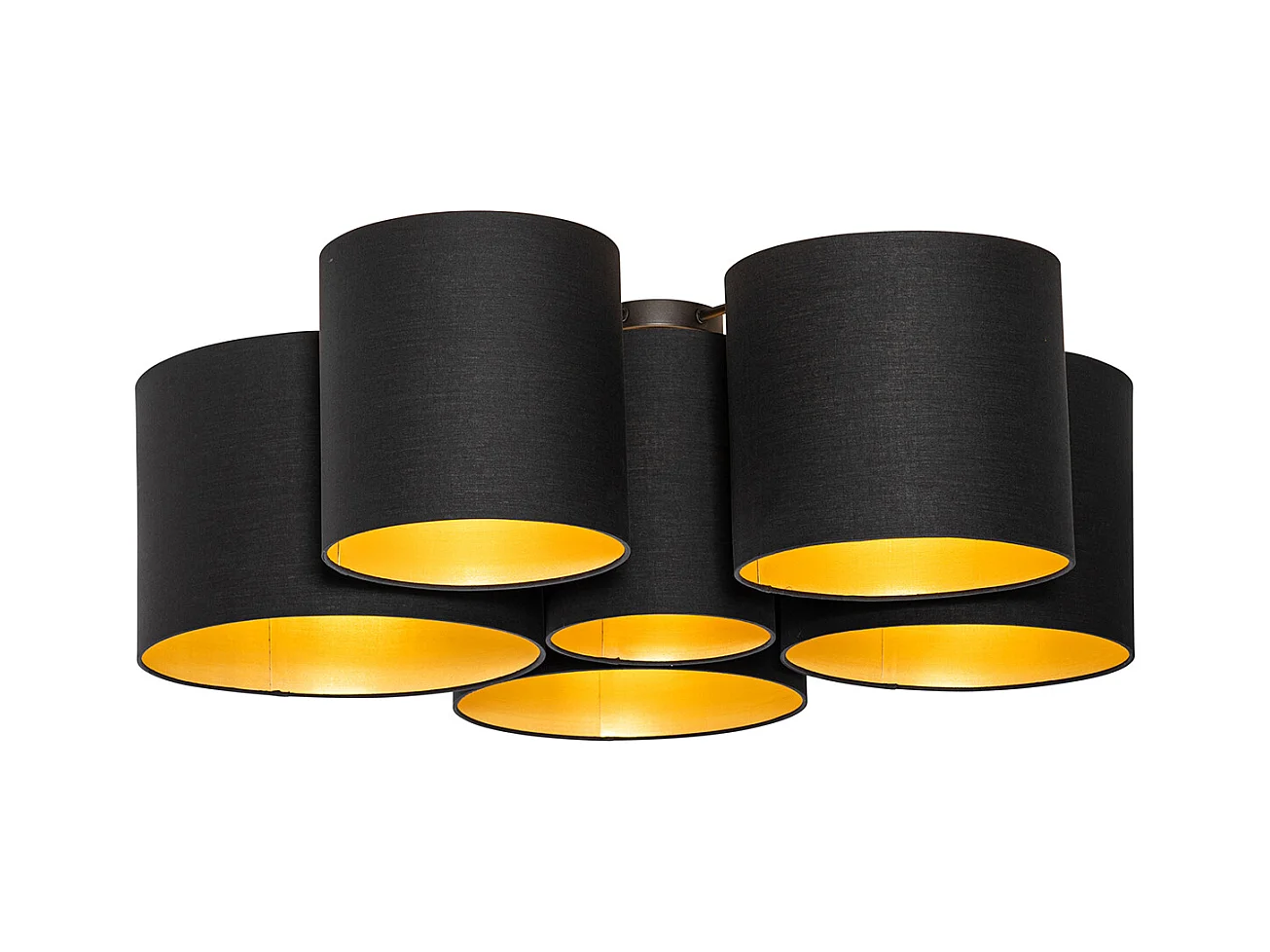 Plafonnier noir avec intérieur doré 6 lumières - Multidrum
