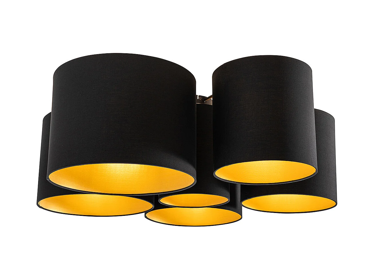 Plafonnier noir avec intérieur doré 6 lumières - Multidrum