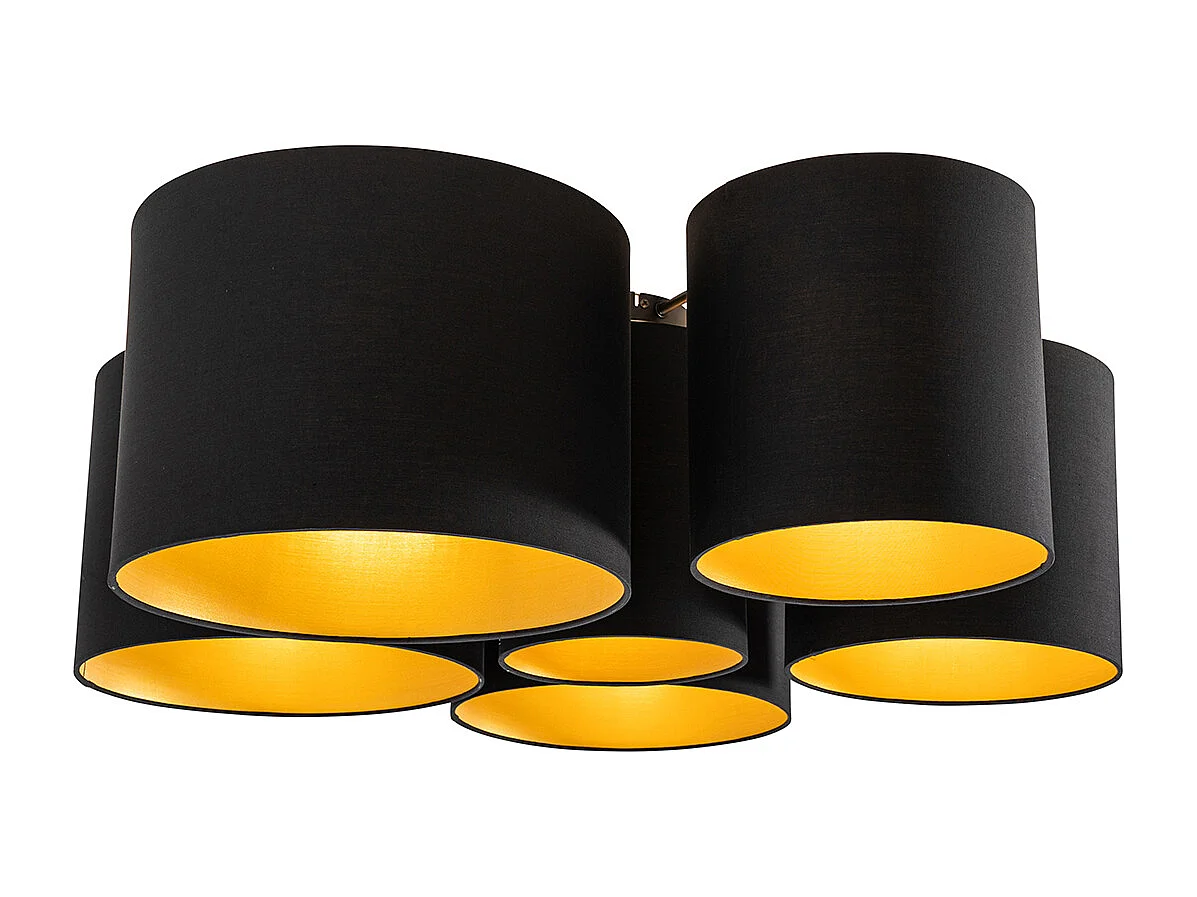 Plafonnier noir avec intérieur doré 6 lumières - Multidrum