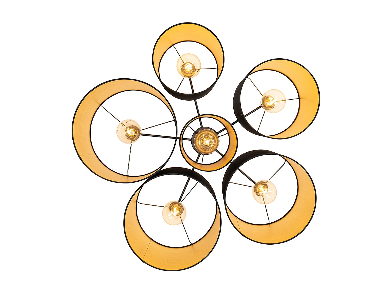 Plafonnier noir avec intérieur doré 6 lumières - Multidrum