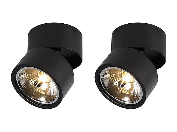Lot de 2 spots modernes noirs ronds orientables - Go Nine