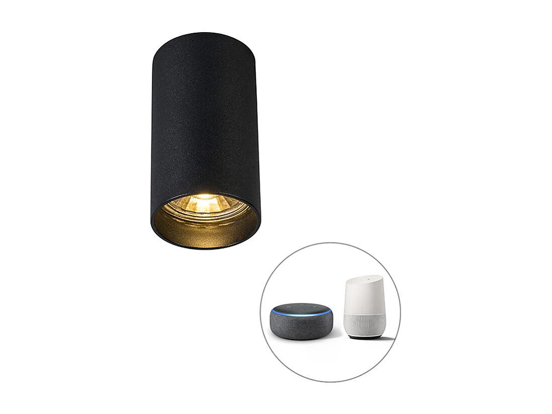 Smart spot moderne noir avec WiFi GU10 - Tuba 1
