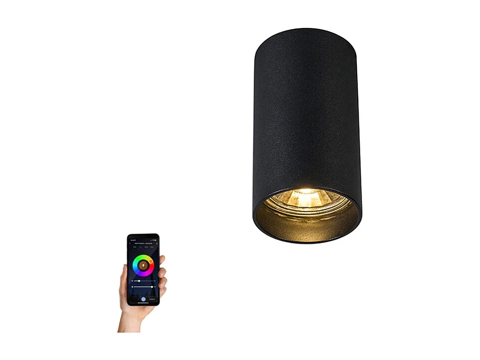 Spot moderne intelligent noir avec WiFi GU10 - Tuba