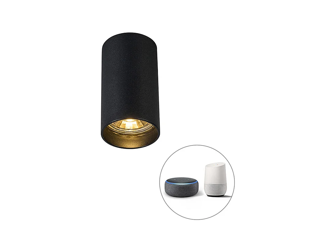 Smart spot moderne noir avec WiFi GU10 - Tuba 1