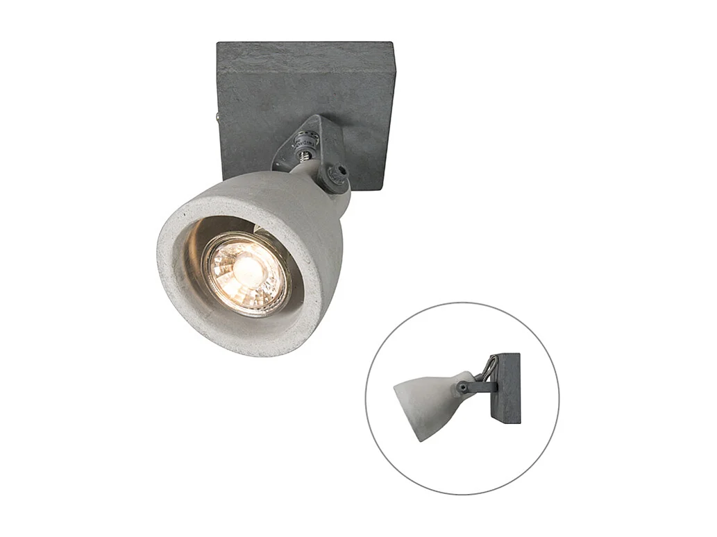 Lot de 2 spots industriels béton gris 1 lumière - Creto
