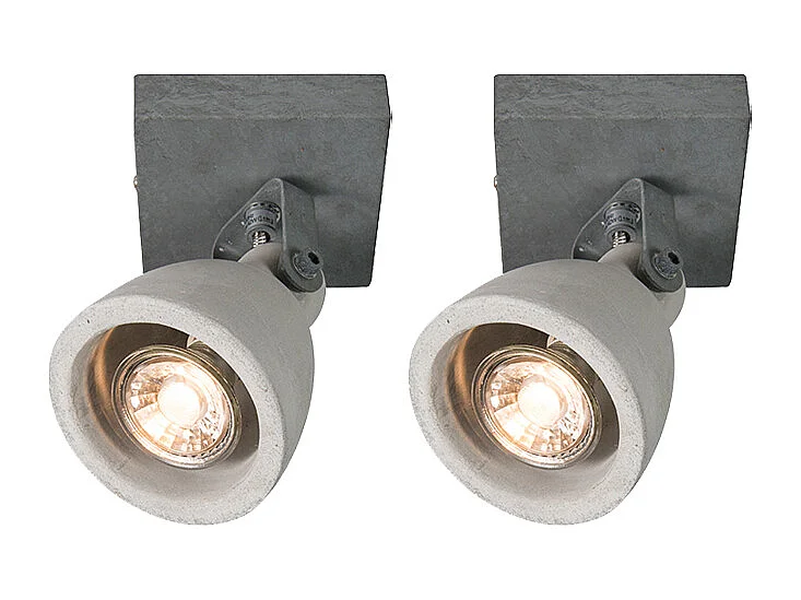 Lot de 2 spots industriels béton gris 1 lumière - Creto