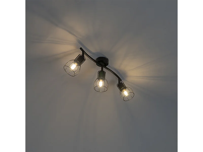 Plafonnier moderne noir 63 cm 3 lumières réglable - Botu