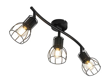 Spot de plafond moderne noir 63 cm 3 lumières orientables - Botu