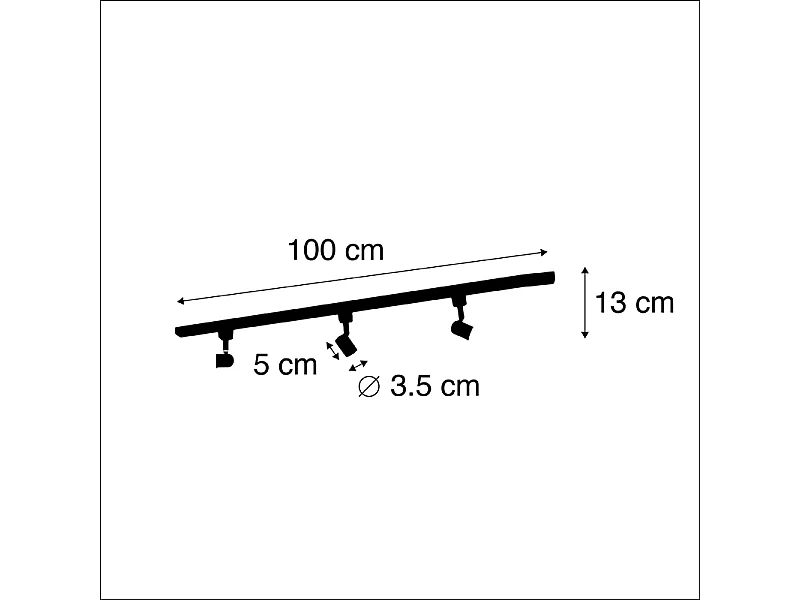 Système d'éclairage sur rail moderne avec 3 spots noirs 1 phase - Iconic Jeany