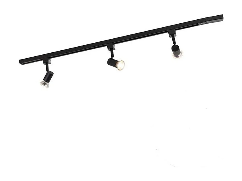 Système d'éclairage sur rail moderne avec 3 spots noirs 1 phase - Iconic Jeany