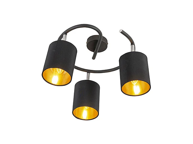 Plafonnier moderne noir avec 3 WiFi B35 intelligentes - Lofty