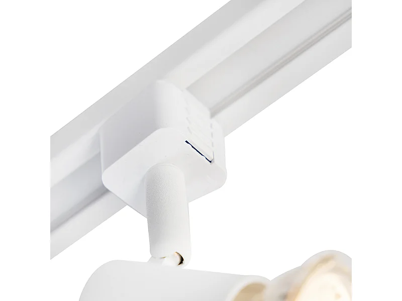 Système sur rail moderne avec 5 spots monophasé blanc - Jeany