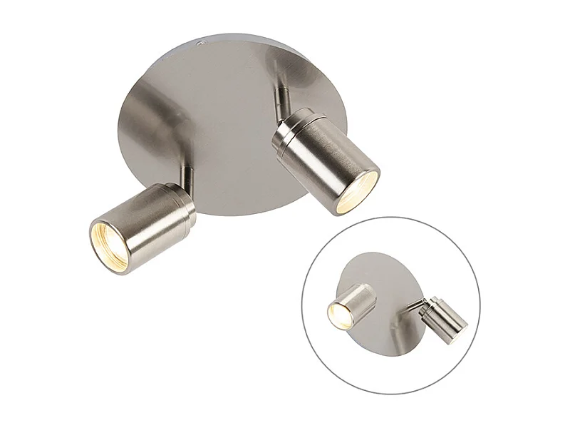 Spot de salle de bain moderne en acier 2 lumières IP44 - Ducha