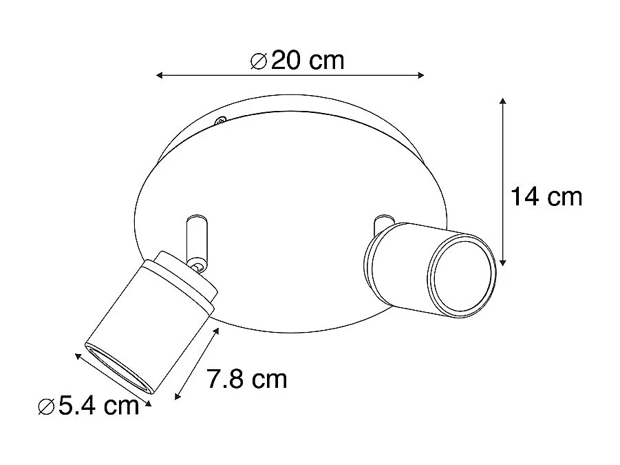 Spot de salle de bain moderne en acier 2 lumières IP44 - Ducha