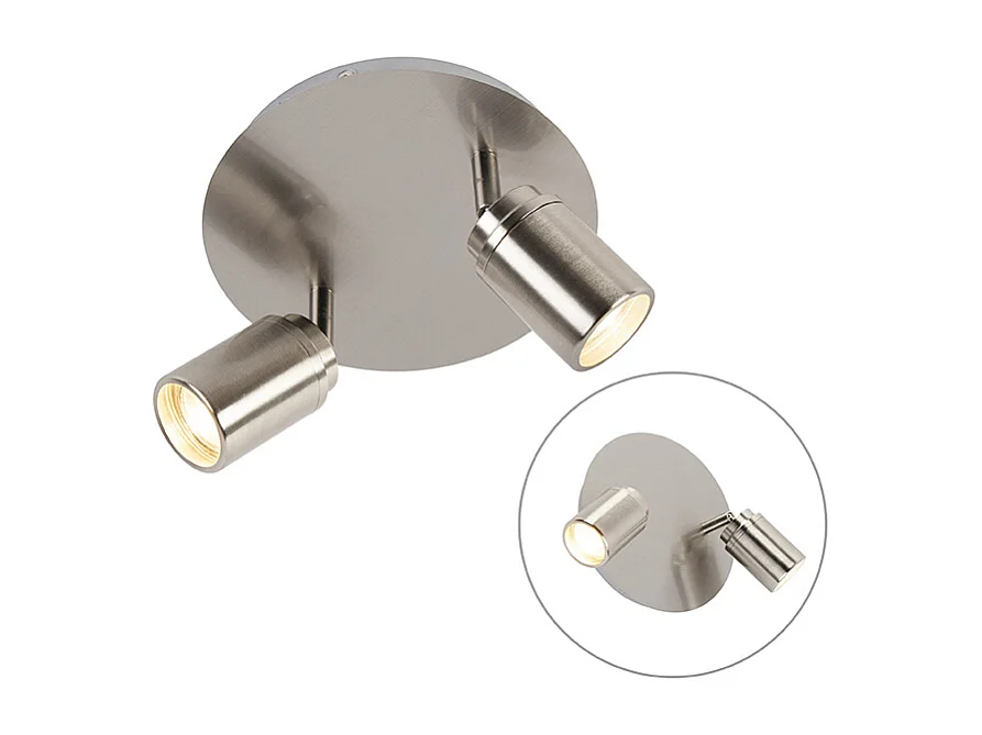 Spot de salle de bain moderne en acier 2 lumières IP44 - Ducha