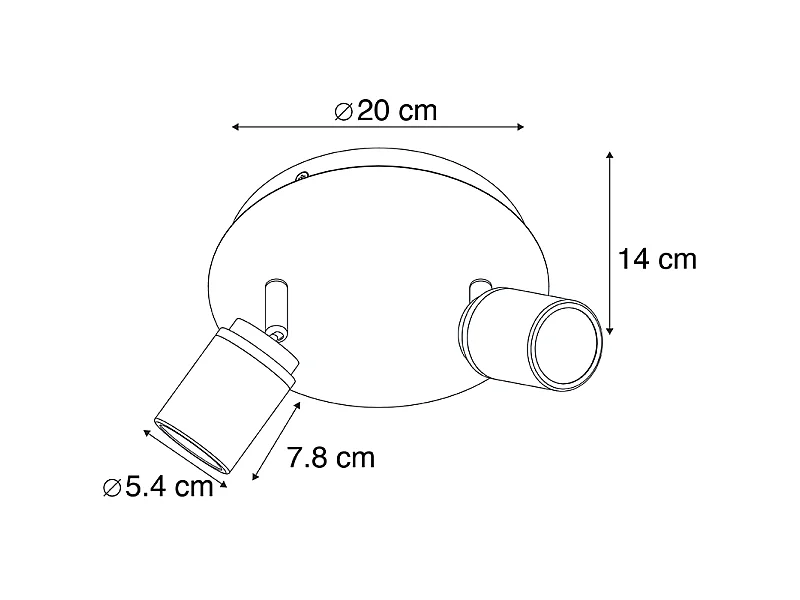 Spot de salle de bain moderne en acier 2 lumières IP44 - Ducha
