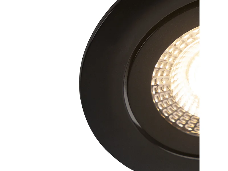 Lot de 5 spots encastrés modernes noirs avec LED à intensité variable 3 niveaux - Mio