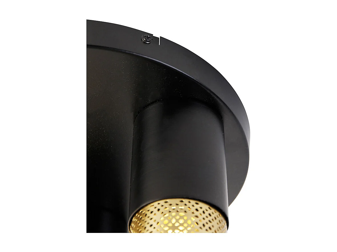 Plafonnier industriel noir doré rond 3 lumières - Raspi