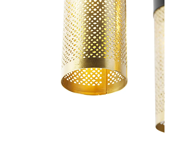 Plafonnier industriel noir avec or rond 3 lumières - Raspi