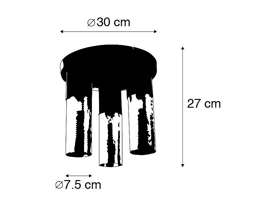 Plafonnier industriel noir avec or rond 3 lumières - Raspi
