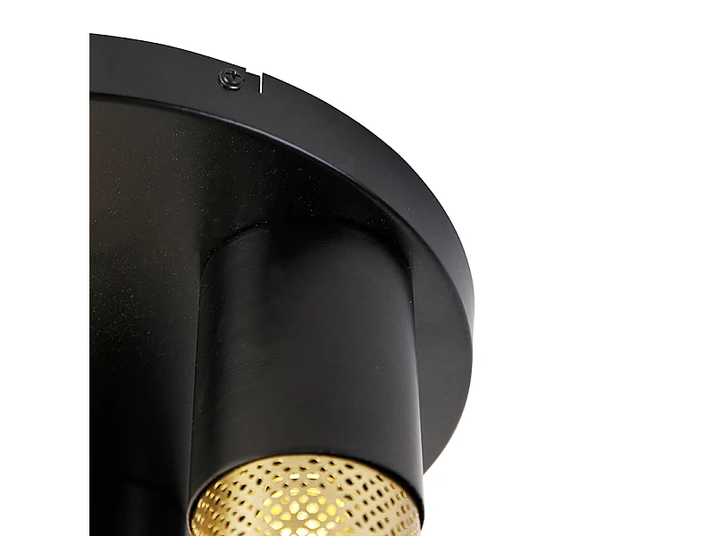 Plafonnier industriel noir avec or rond 3 lumières - Raspi