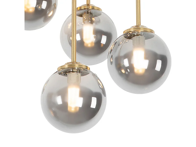 Plafonnier moderne or 9 lumières avec verre fumé - Athènes