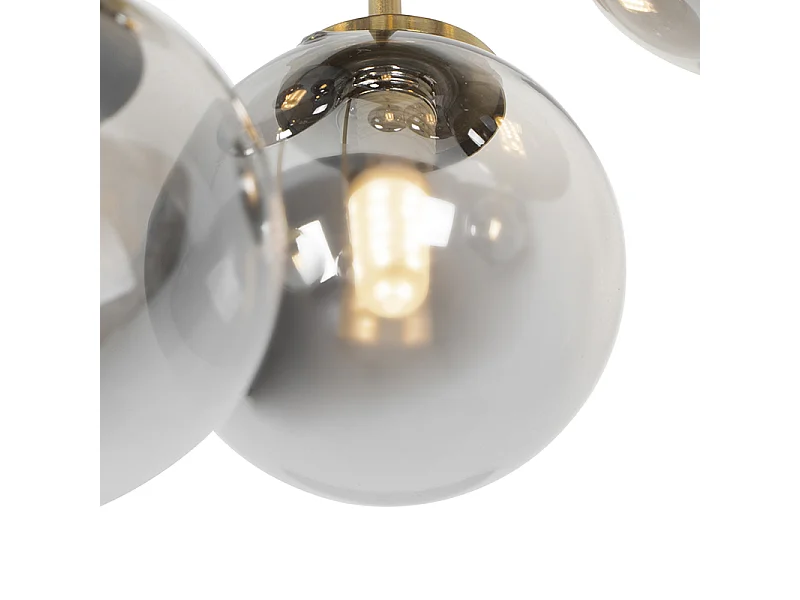 Plafonnier moderne doré 9 lumières avec verre fumé - Athènes