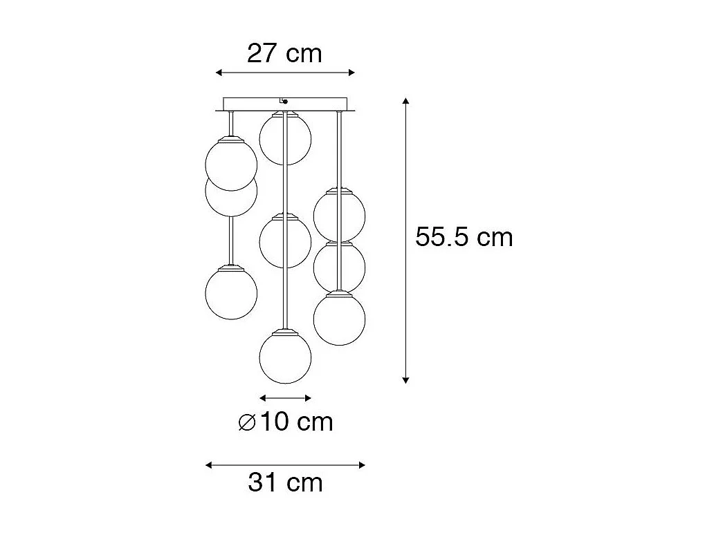 Plafonnier moderne doré 9 lumières avec verre fumé - Athènes