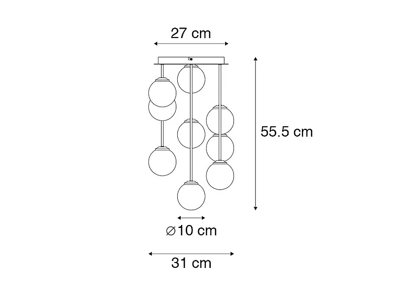 Plafonnier moderne doré 9 lumières avec verre fumé - Athènes