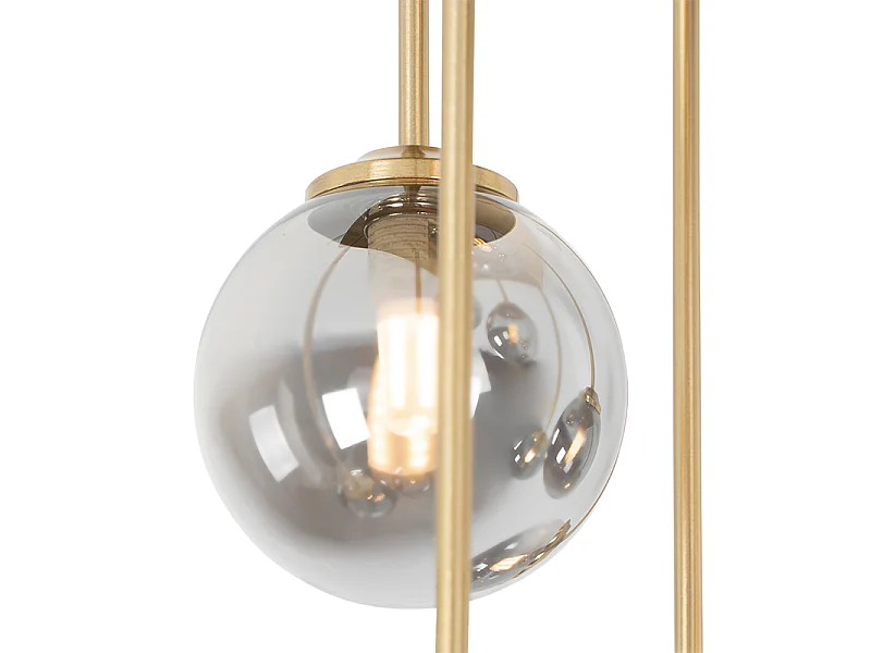 Plafonnier moderne doré 9 lumières avec verre fumé - Athènes