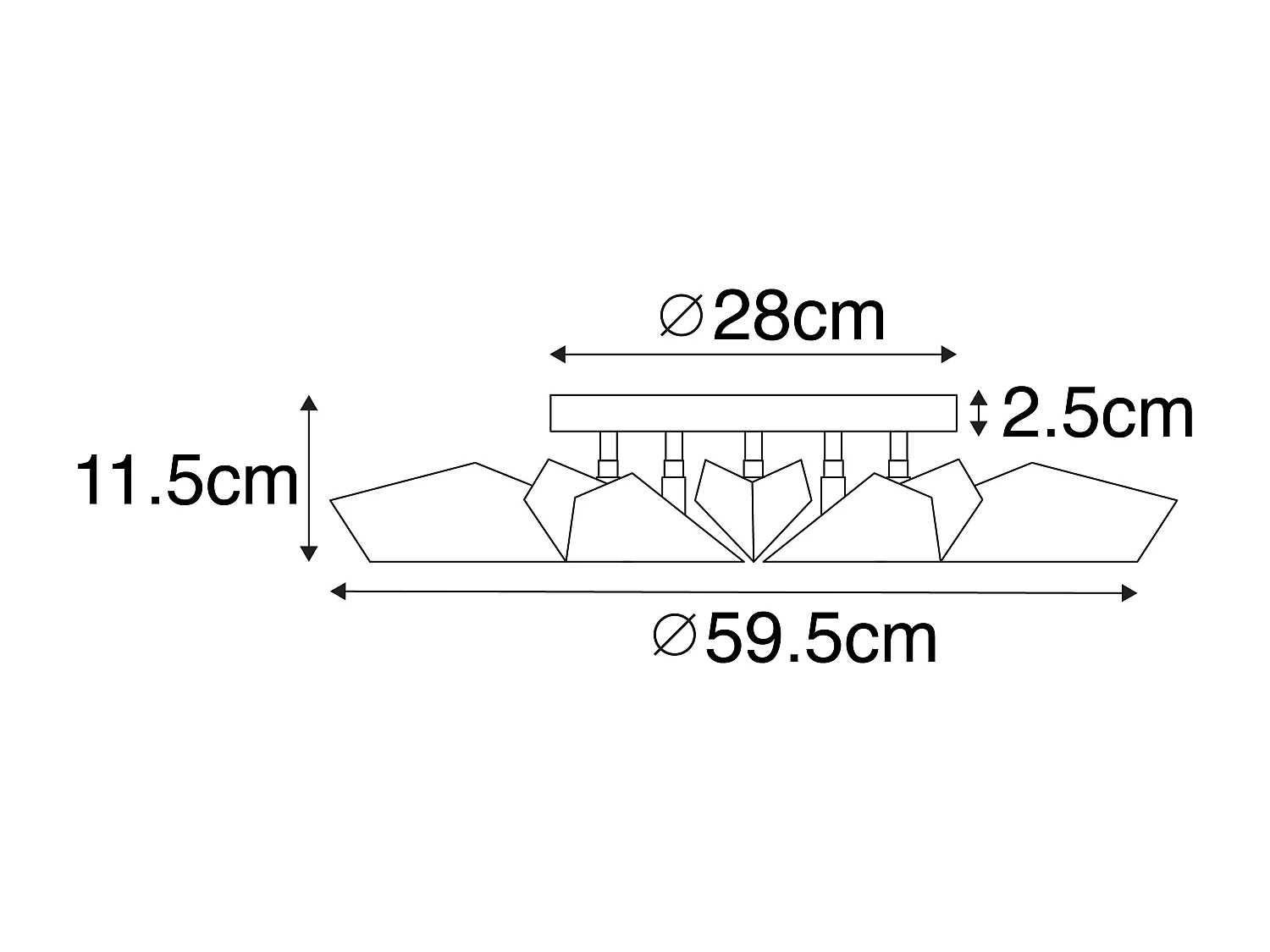 Plafonnier design noir avec or 5 lumières - Sinem