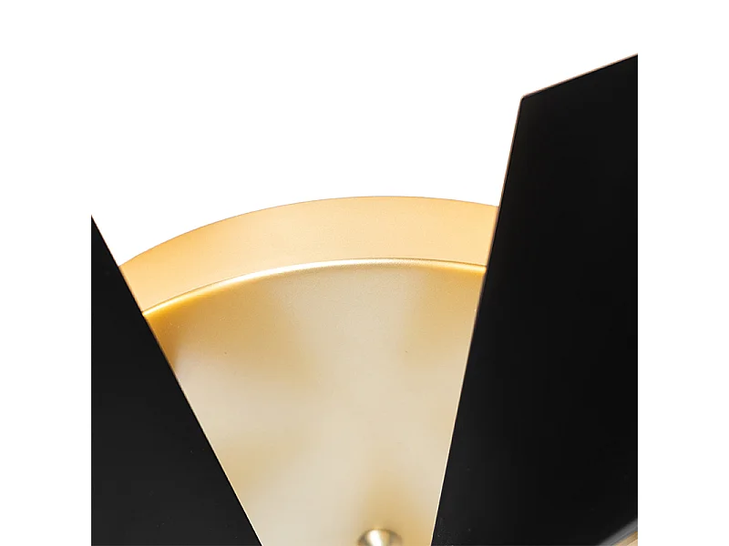 Plafonnier design noir avec or 5 lumières - Sinem