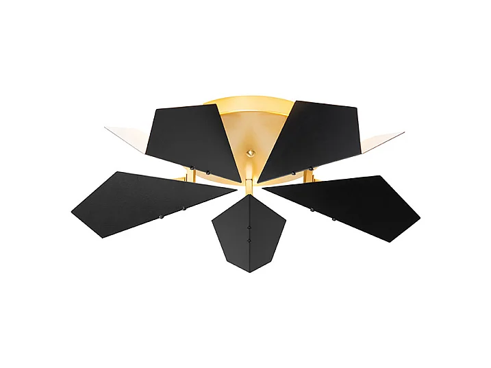 Plafonnier design noir avec or 5 lumières - Sinem