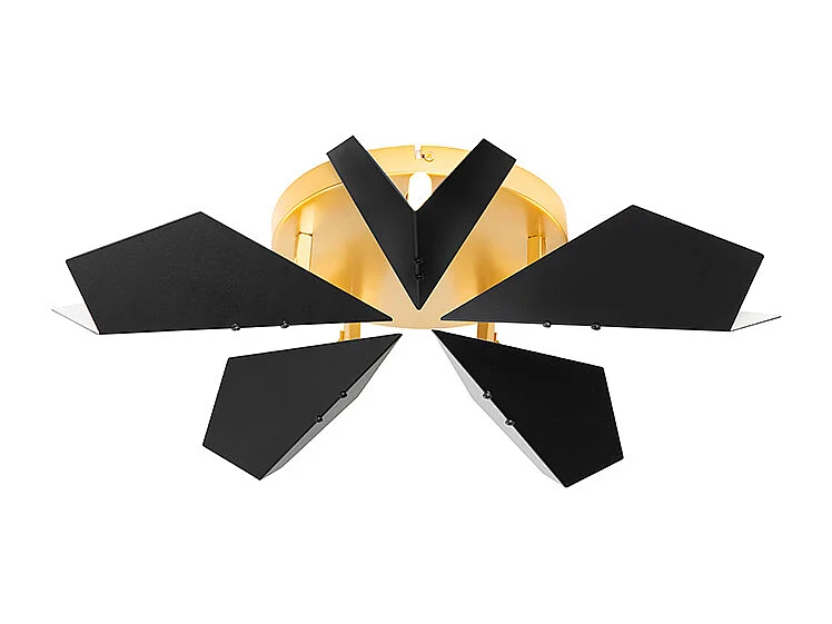 Plafonnier design noir avec or 5 lumières - Sinem