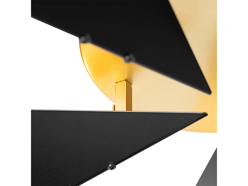 Plafonnier design noir avec or 5 lumières - Sinem