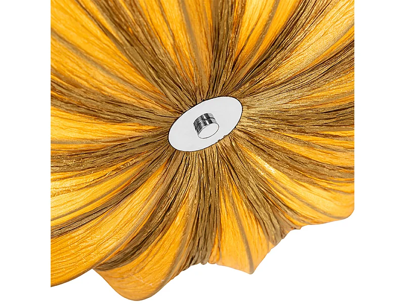 Plafonnier design soie dorée 52 cm 3 lumières - Plu